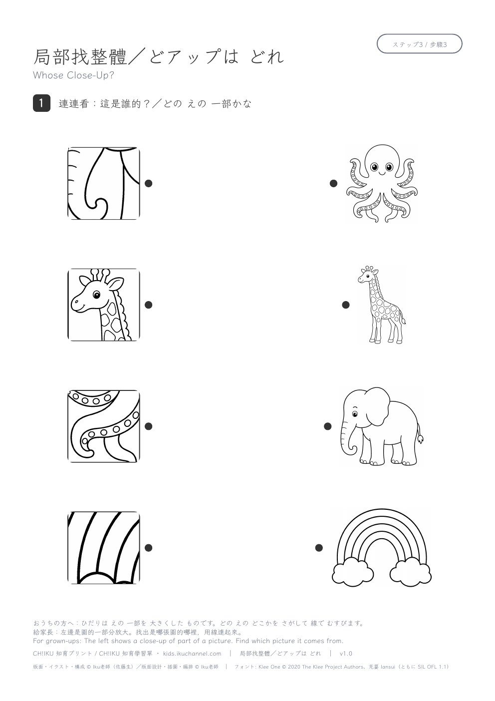 Whose Close-Up? | Part-to-Whole Worksheet
