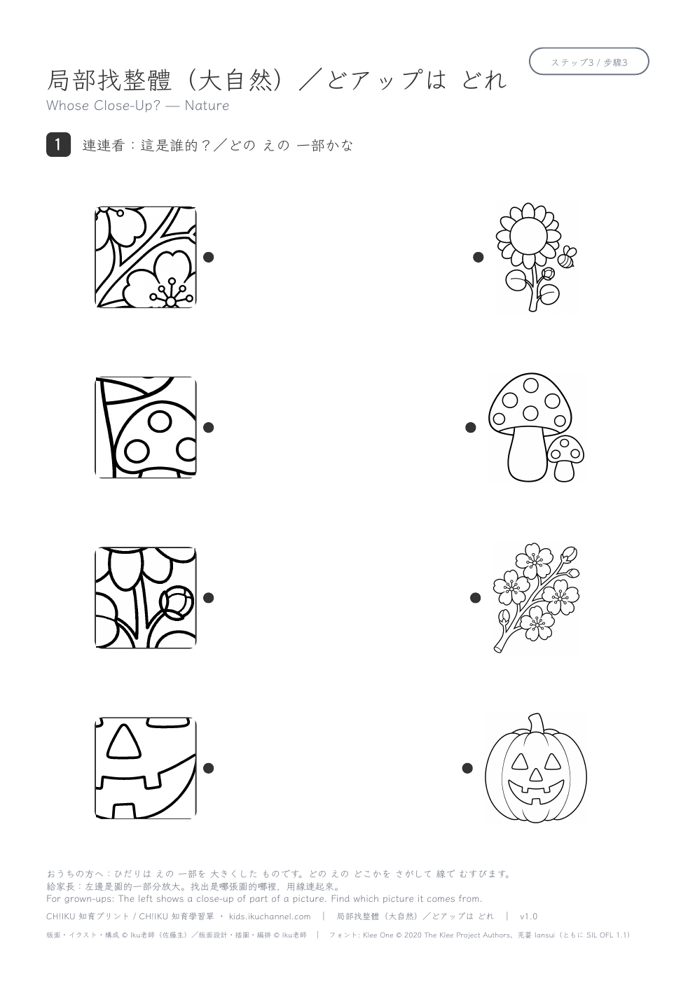 Whose Close-Up? (Nature) | Part-to-Whole Worksheet