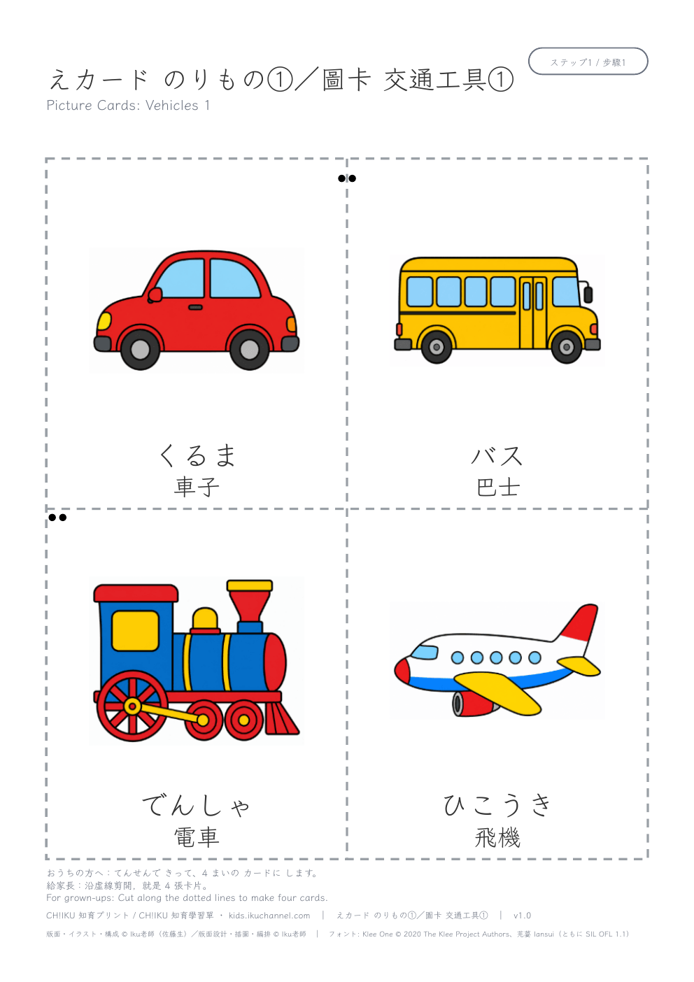 Picture Cards: Vehicles 1 | Printable Flashcards