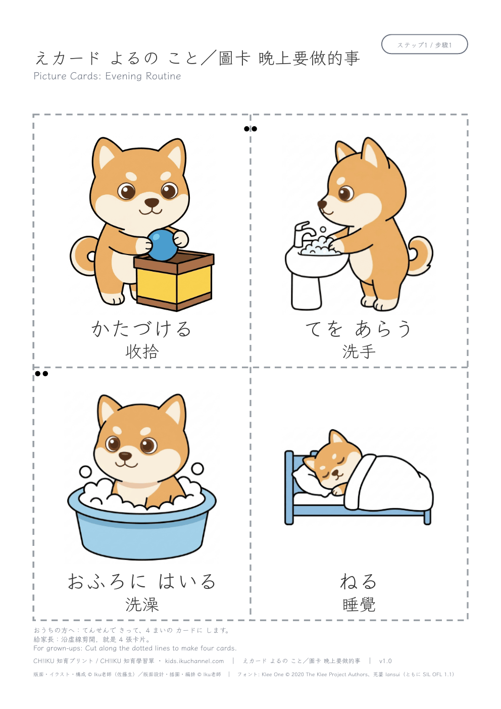 Picture Cards: Evening Routine | Printable Flashcards