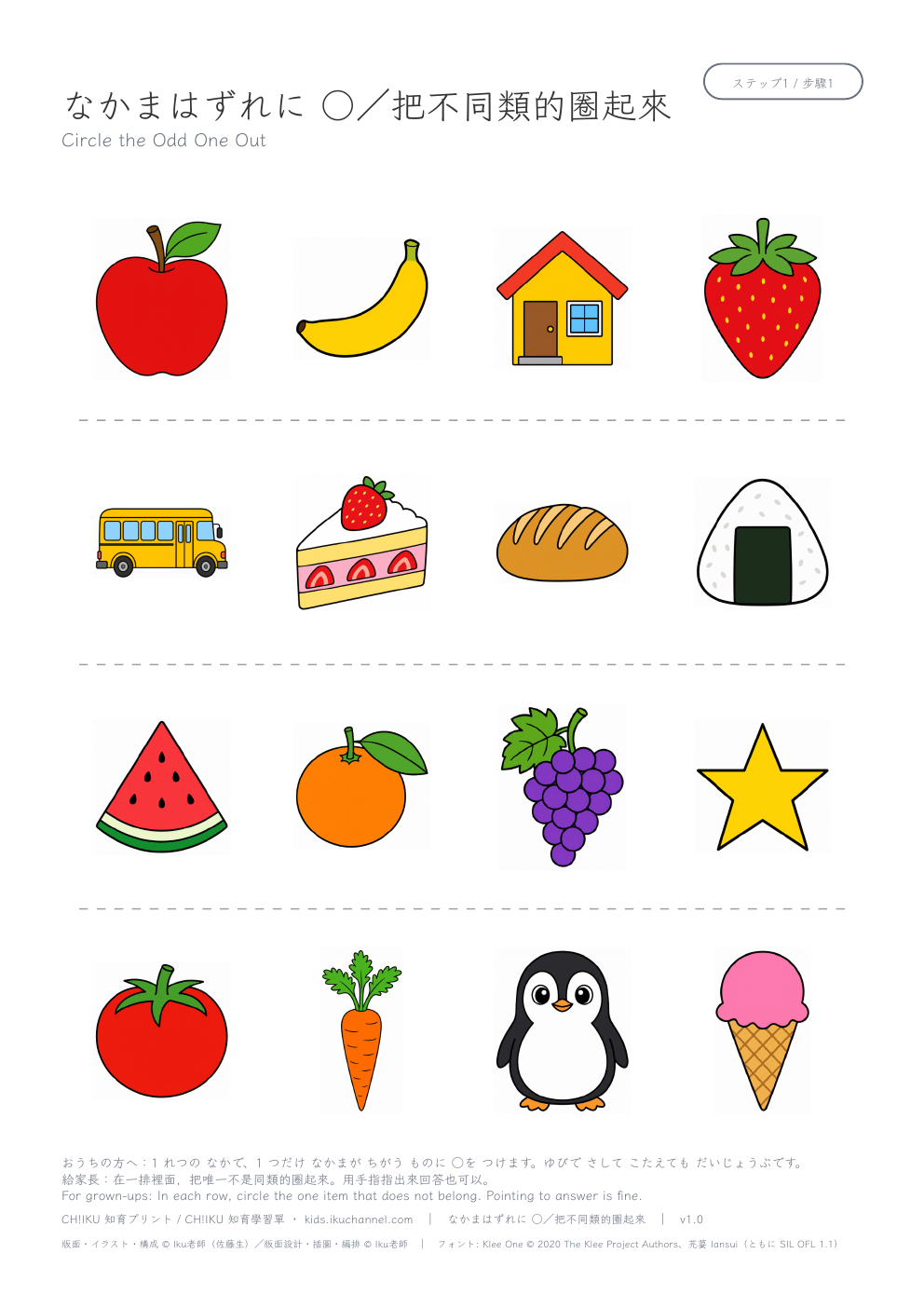 Which One Doesn’t Belong? (among the food) | Odd One Out Worksheet