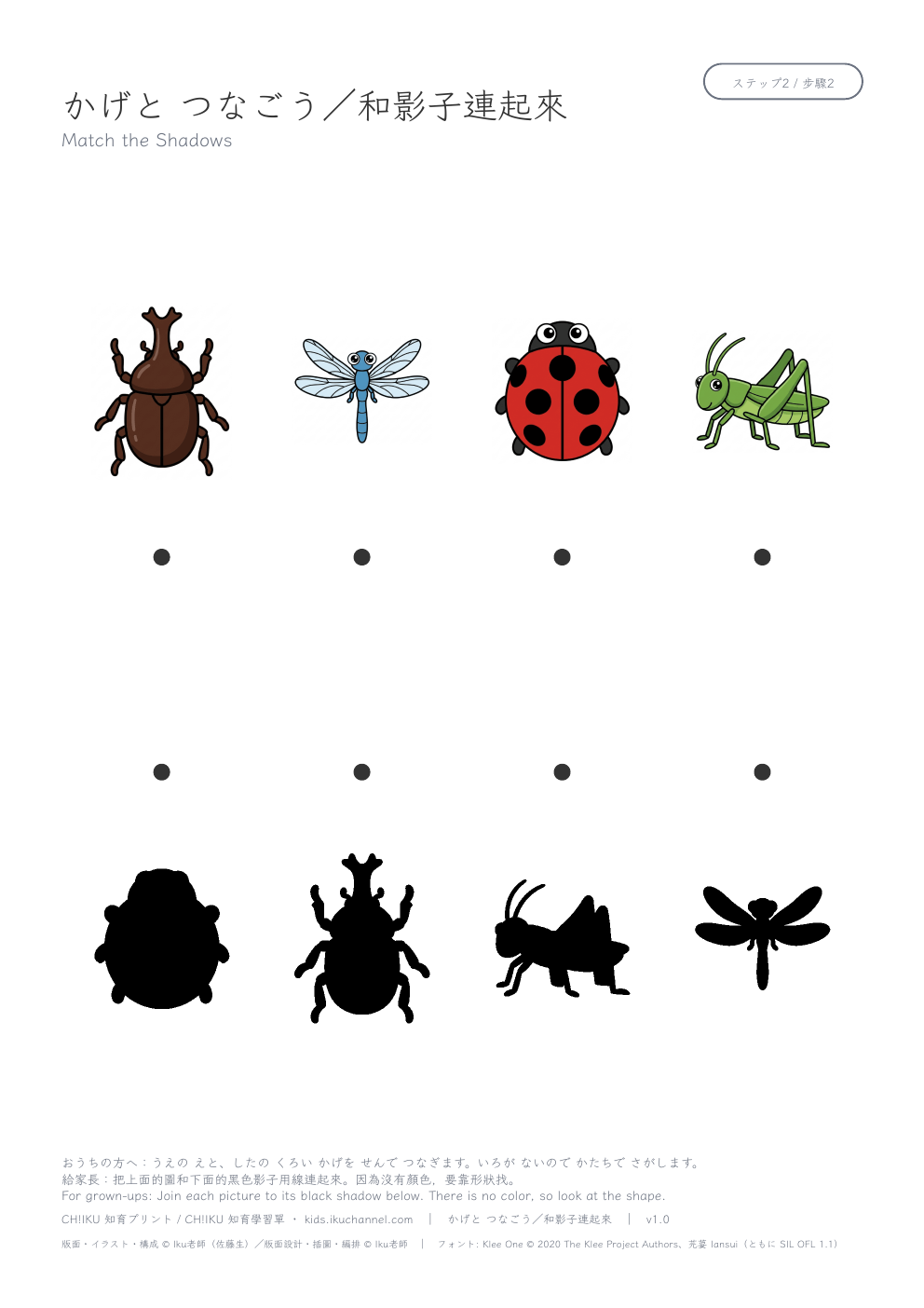Find the Shadow (insects) | Shadow Matching Worksheet
