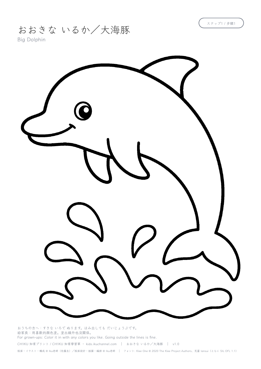 Big Dolphin Coloring Page