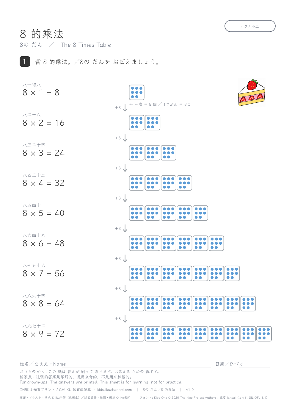 Learn the 8 Times Table (with groups)